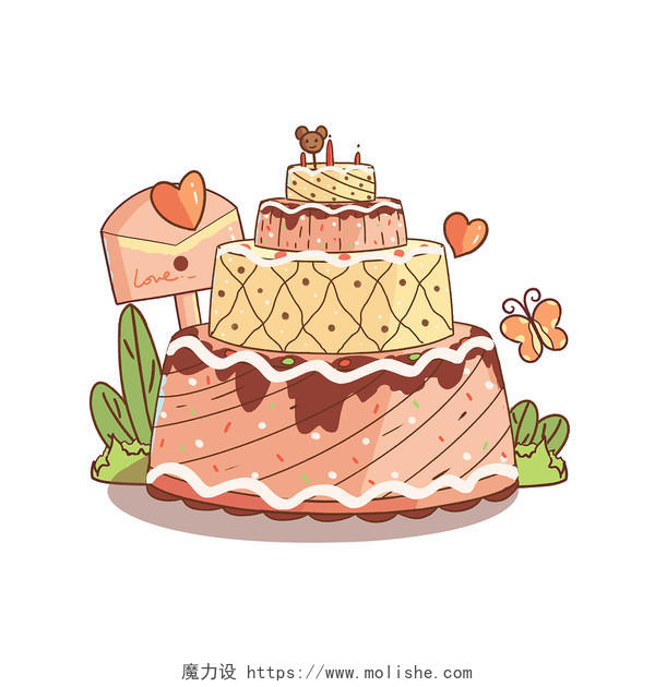 美味巧克力草莓蛋糕单个蛋糕元素生日主题PNG素材